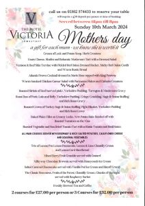 Mother's day menu 2024